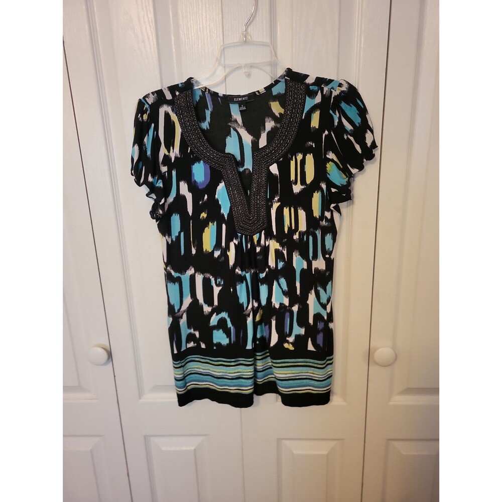 Elementz Women's Abstract Print Knit Top Size Small